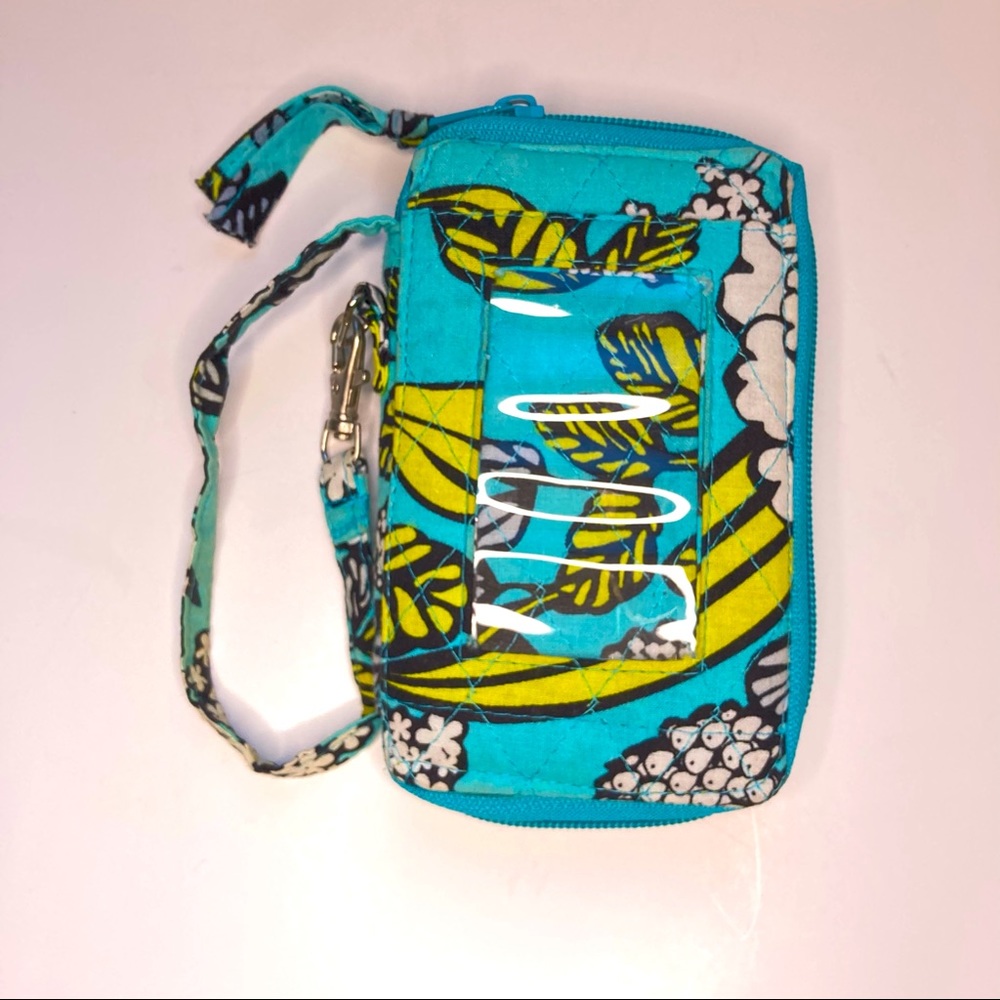 Quilted zip ID fold wallet wristlet